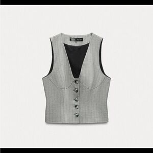 Zara Light Gray Buttoned Vest Top